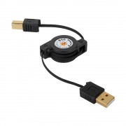 Кабель-рулетка USB 2.0 Konoos KCR-USB2-AMBM-0.75, AM/BM, 75cм, позол.разъемы, черный, коробка