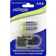 Аккумуляторы Energenie EG-BA-002 AAА-размера с mini USB разъемом для заряда (блистер 2 шт + кабельminiUSB 5 pin)