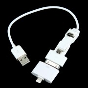 Кабель USB адаптер Gembird A-USBTO14B 3 в1 для зарядки мобильных устройств через разъемы mini-USB, micro-USB, iPhone4 и iPad. Переходник с iPhone4 на iPhone5.