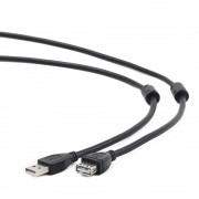 Кабель удлинитель USB2.0 Pro Gembird/Cablexpert CCF2-USB2-AMAF-10, AM/AF, 3м, экран, 2феррит.кольца, черный, пакет
