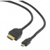 Кабель HDMI-microHDMI Gembird/Cablexpert CC-HDMID-6, v1.3, 19M/19M, 1.8м, черный, позол.разъемы, экран, пакет