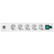 Сетевой фильтр Гарнизон ЕНW-6-USB 1.8 м 5 евророзеток и 2 USB 2A, белый.