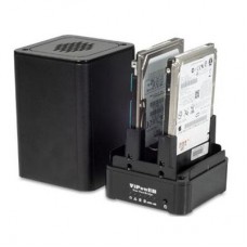 Внешний корпус 2x2,5" SATA ViPowER VPA-25218RIL-0-E USB2.0+SATA+eSATA, алюминий, черный, RAID