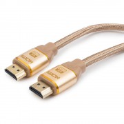 Кабель HDMI Cablexpert, серия Gold, 1 м, v1.4, M/M, золотой, позол.разъемы, алюминиевый корпус, нейлоновая оплетка, коробка CC-G-HDMI03-1M